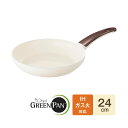 GREEN PAN グリーンパン ウッドビー フライパン 24cm CC001010-001 グリーンパン ／ ガス火対応 IH対応 新生活 一人暮らし 便利 オシャレ 母の日 父の日 プレゼント ウッド調 木目調 セラミック ナチュラル フッ素 お手入れしやすい ホワイト 白