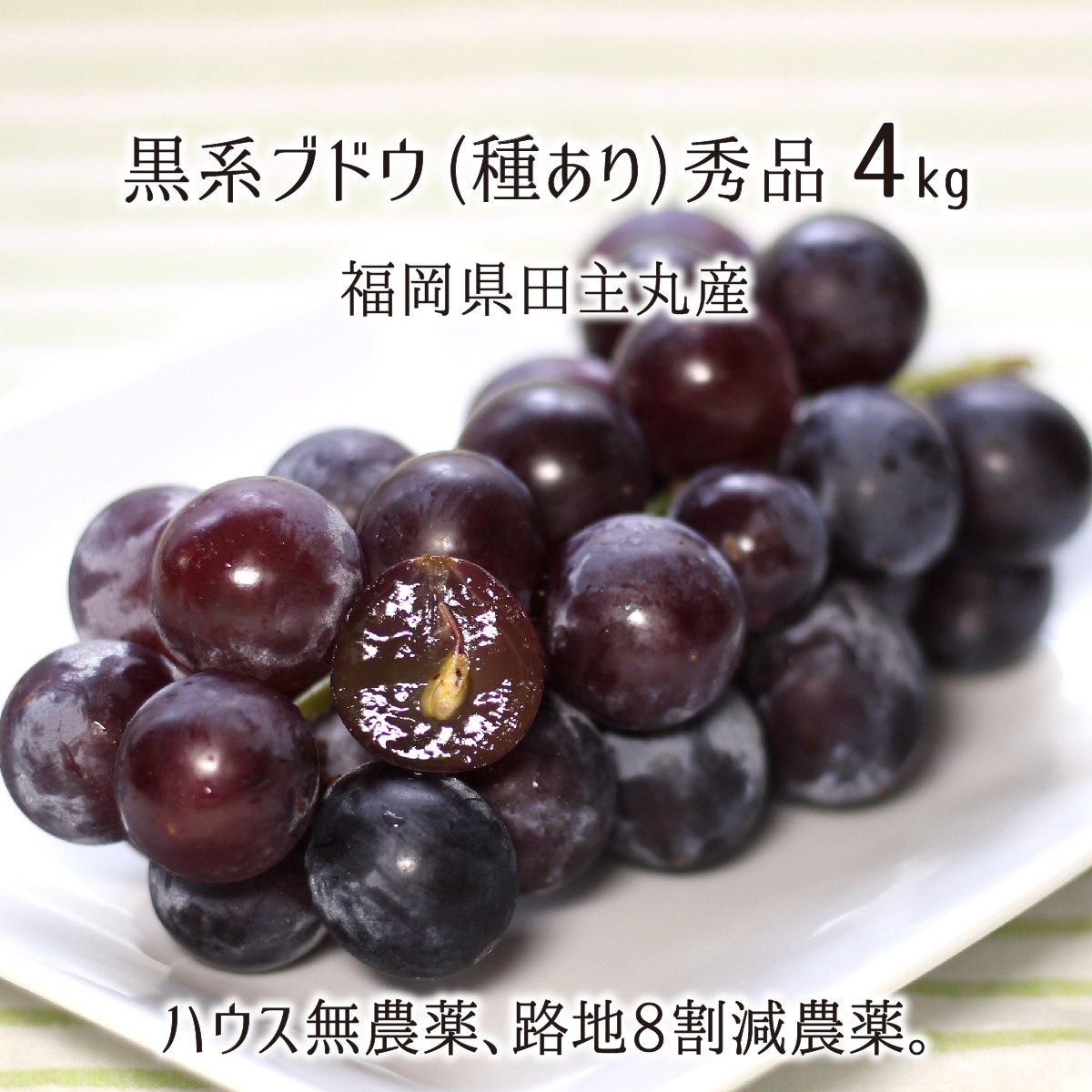 黒系葡萄詰合せ 巨峰等 秀品 4kg 種あり葡萄 ハウス無農薬 路地8割減農薬 無化学肥料栽培 8〜12房 福岡県田主丸産 ブドウ 7月下旬〜9月中旬 送料無料のサムネイル