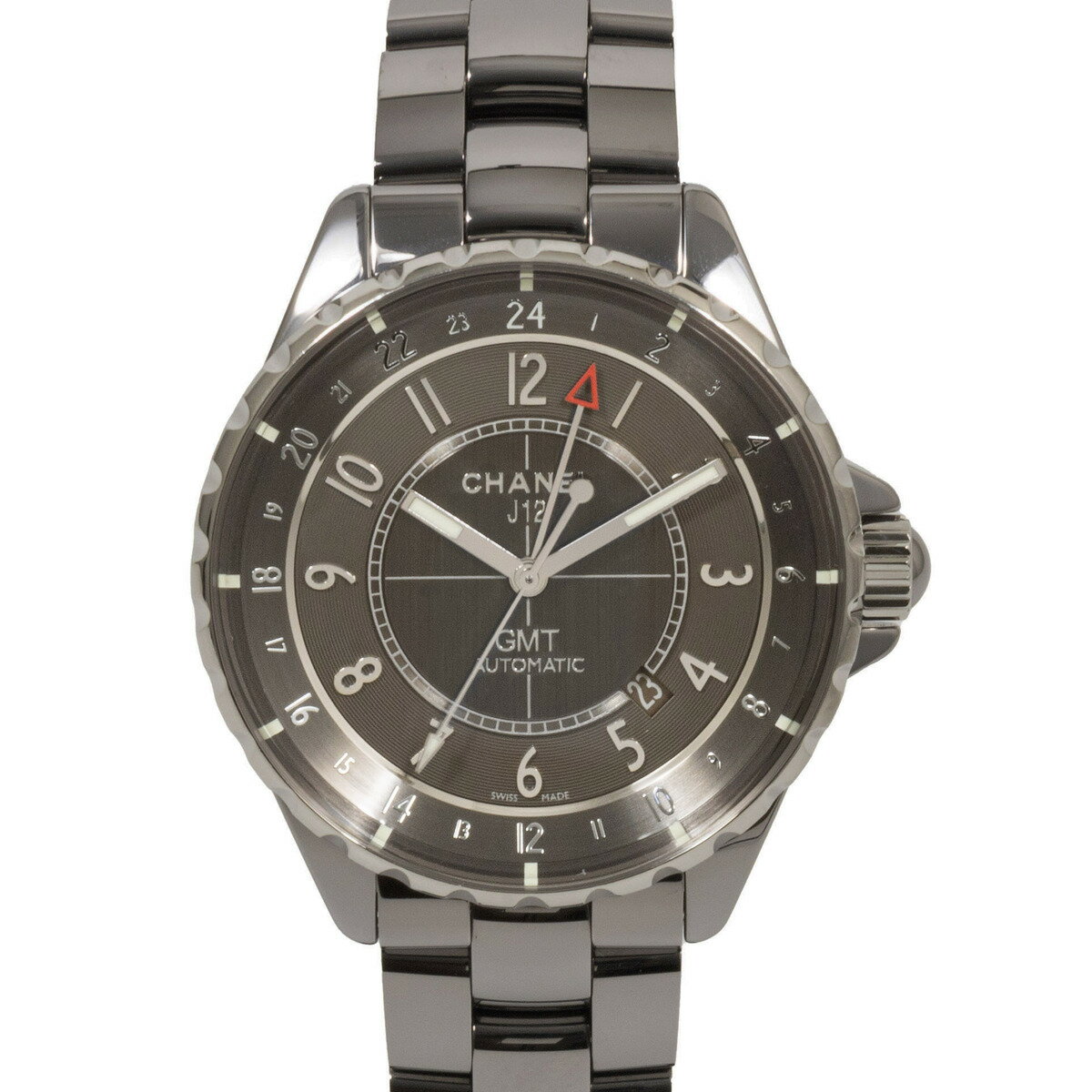 【中古】【1年間保証 OH済】CHANEL シャネル J12 クロマティック GMT H3099 チタンセラミック グレー文字盤×シルバー 自動巻き 腕時計