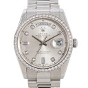 【中古】【5万円割引 3月限定SALE 】ROLEX ロレックス デイデイト 118346 Pt950 プラチナ シルバー文字盤 ダイヤベゼル K番 自動巻き 腕時計 メンズ【1年間保証】