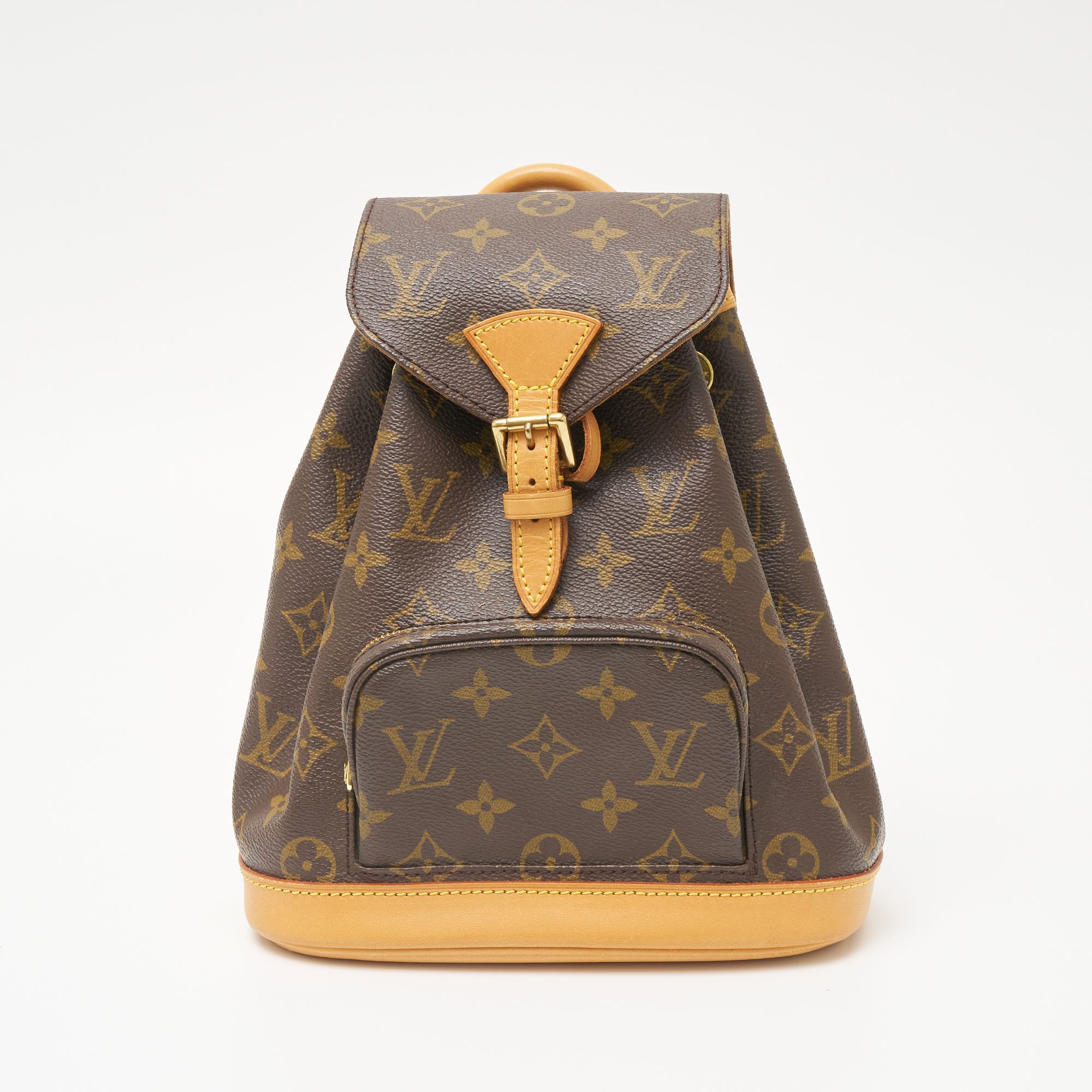 【中古】LOUIS VUITTON ルイヴィトン ミニ モンスリ M51137 バックパック リュックサック モノグラム・キャンバス×レザー ブラウン レディース