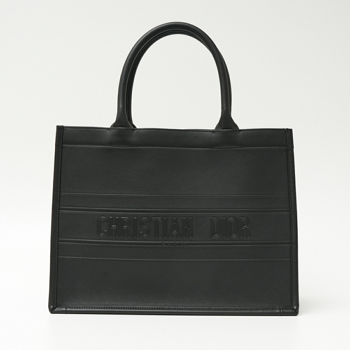 【中古】CHRISTIAN DIOR クリスチャンディオール DIOR BOOK TOTE バッグ ミディアム M1296ZGSB_M900 ハンドバッグ カーフスキン レザー ブラック