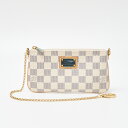 【中古】LOUIS VUITTON ルイヴィトン ポシェット・ミラMM N60027 アクセサリーポーチ ダミエ・アズール キャンバス×レザー ホワイト×ゴール...
