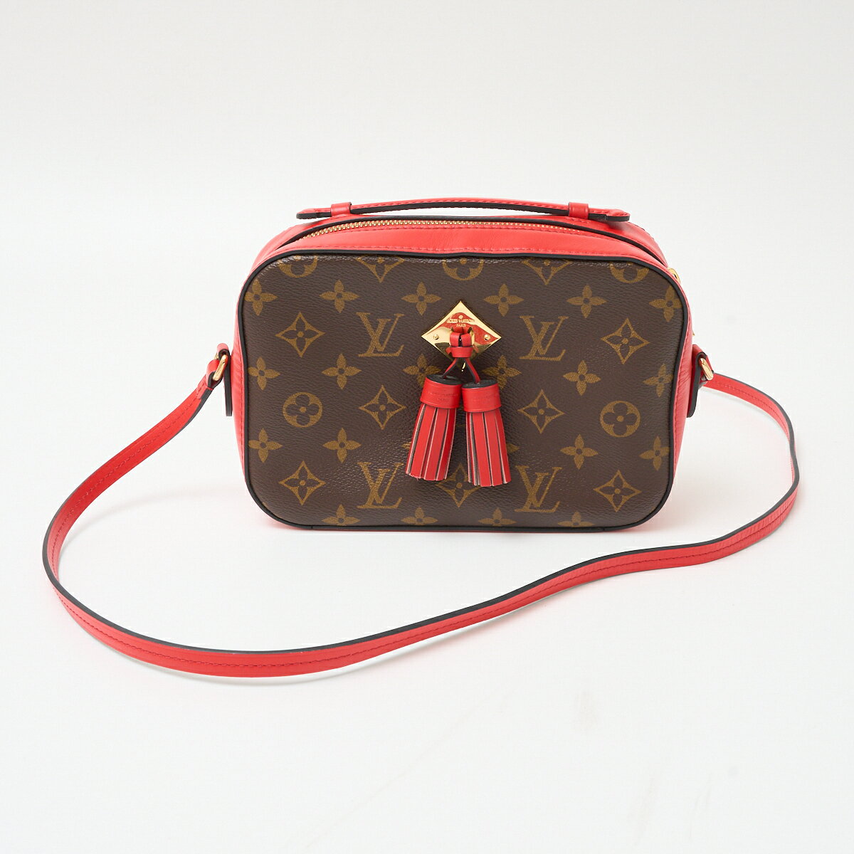 LOUIS VUITTON ルイヴィトン サントンジュ M43556 ショルダーバッグ モノグラム・キャンバス×レザー ブラウン×レッド（コクリコ）