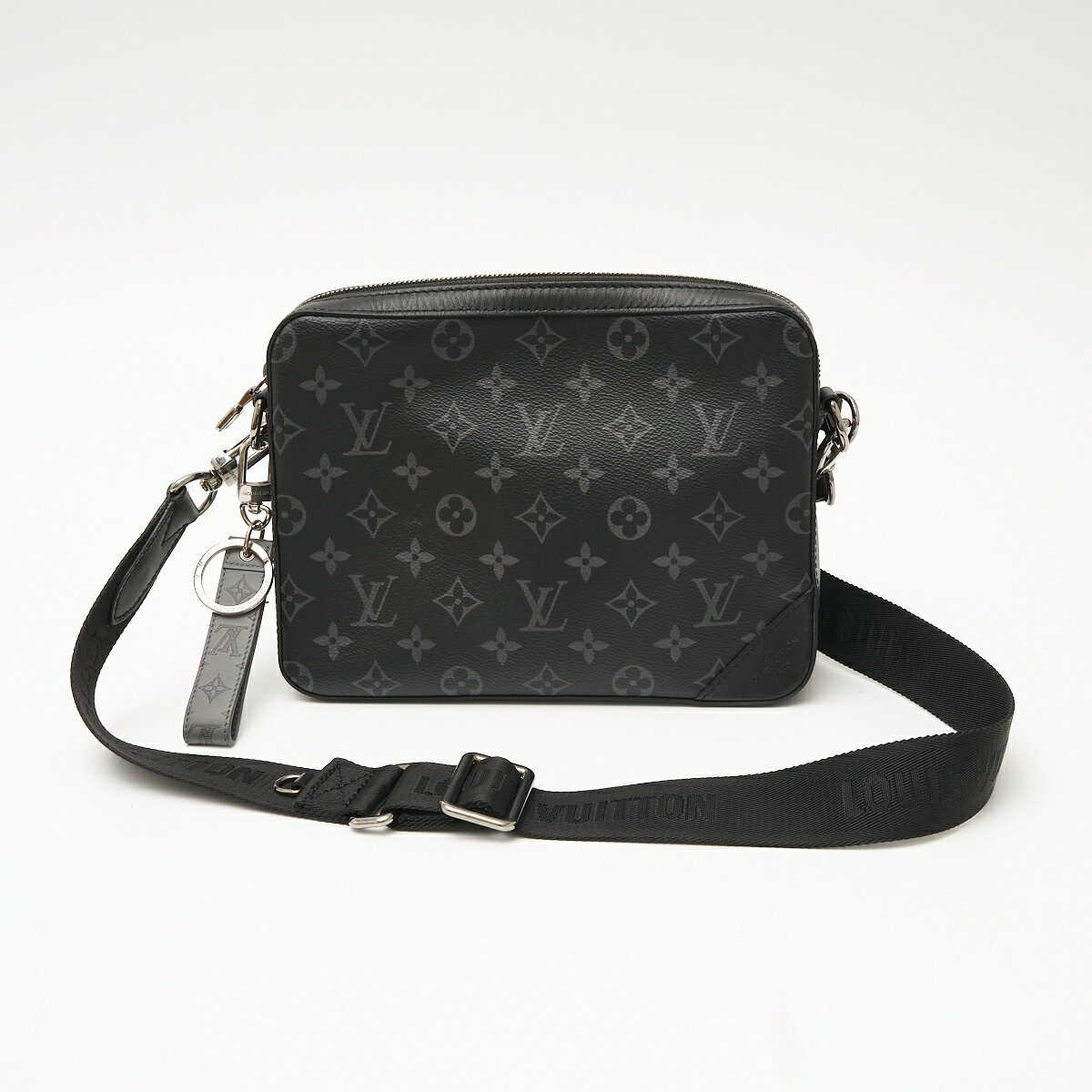 【中古】LOUIS VUITTON ルイヴィトン トリオ・メッセンジャー M69443 ショルダーバッグ モノグラム・エクリプス×レザー ブラック