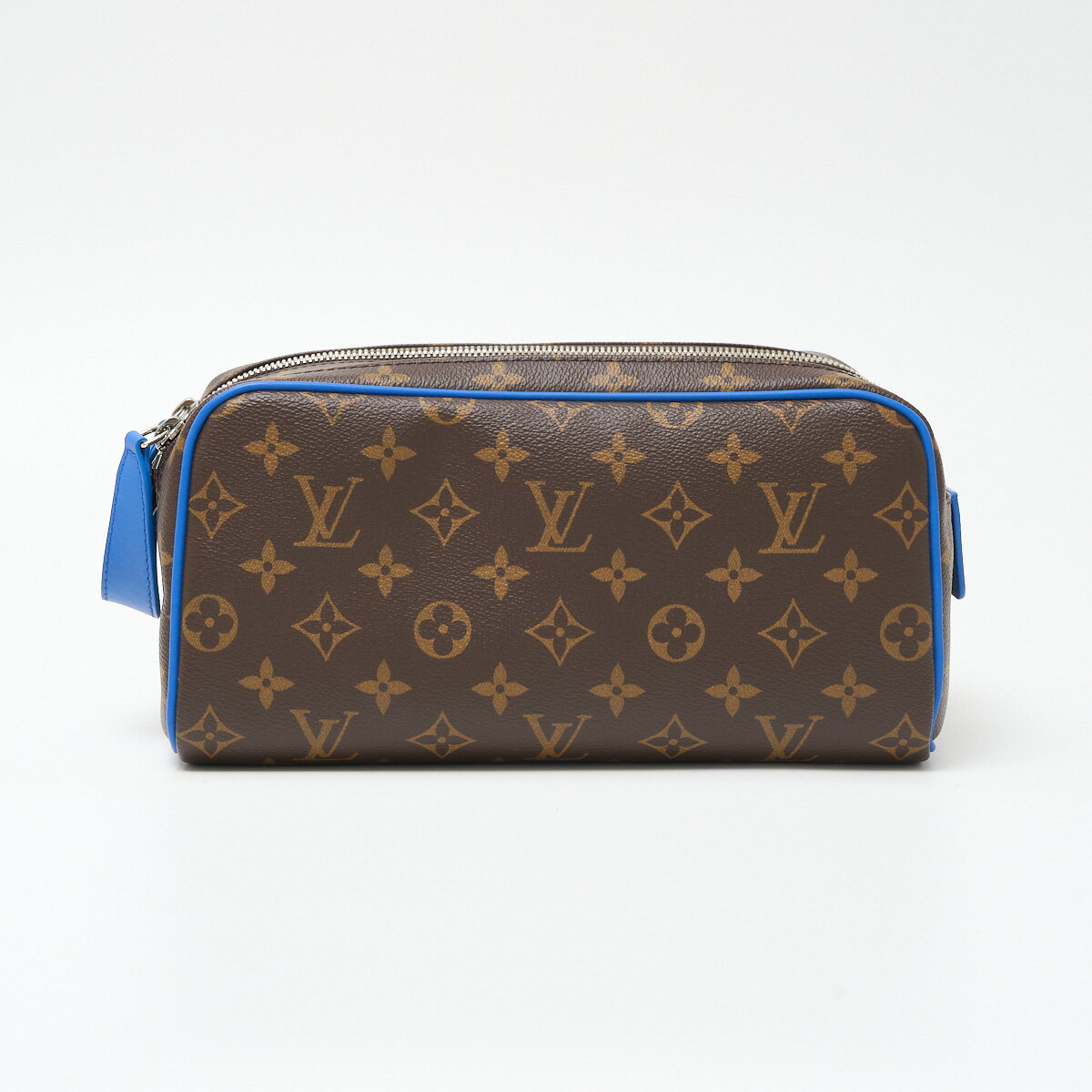 【中古】LOUIS VUITTON ルイヴィトン ドップ・キット M46763 ハンドバッグ モノグラム・マカサー×レザー ブラウン×ブルー×シルバー