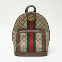 【中古】GUCCI グッチ 〔オフィディア〕GG スモール バックパック 547965 リュック GGスプリーム ベージュ×ウェブ ストライプ(グリーン×レッド)