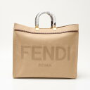 【中古】FENDI フェンディ サンシャイン ラージ 8BH372 ABVV F1E1A ハンド トートバッグ キャンバス×レザー ベージュ×ブラウン×ゴールド金具