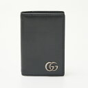 【中古】GUCCI グッチ GGマーモント カードケース 547075 名刺入れ コンパクト パスケース レザー ブラック×シルバー金具 ダブルG メンズ