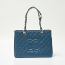 【中古】CHANEL シャネル GST チェーントートバッグ 17番台 ハンド ショルダーバッグ キャビアスキン ネイビーブルー×シルバー金具 ココマーク