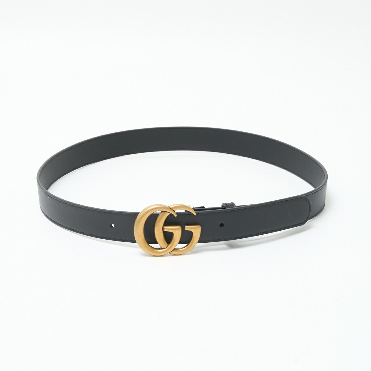 GUCCI グッチ レザー ベルト（ダブルG バックル） 414516 AP00T 1000 スムースレザー ブラック×ゴールド金具 小物 メンズ レディース