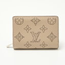 【中古】LOUIS VUITTON ルイヴィトン ポルトフォイユ・クレア M80817 二つ折り財布 ウォレット モノグラム・マヒナ×レザー グレー（ガレ）