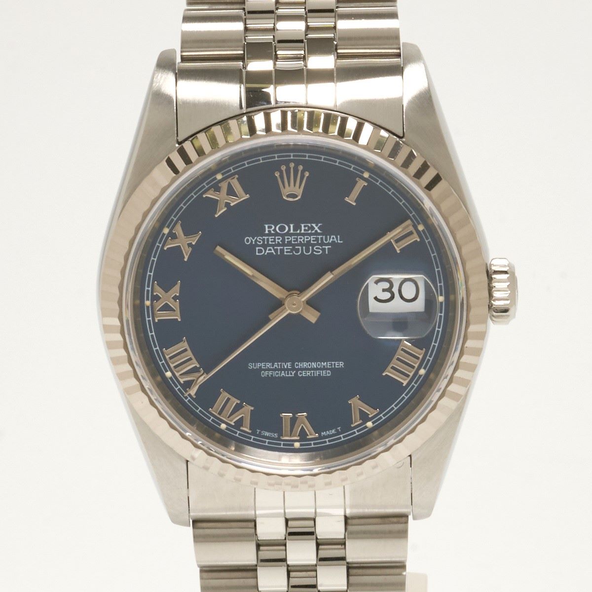 ROLEX ロレックス デイトジャスト 16234 W番 K18WG×SS ブルー文字盤×ホワイトゴールド×シルバー 自動巻 腕時計