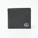 【中古】GUCCI グッチ 〔GGマーモント〕 二つ折り レザーウォレット 428726 コンパクトウォレット レザー ブラック×シルバー シンプル メンズ