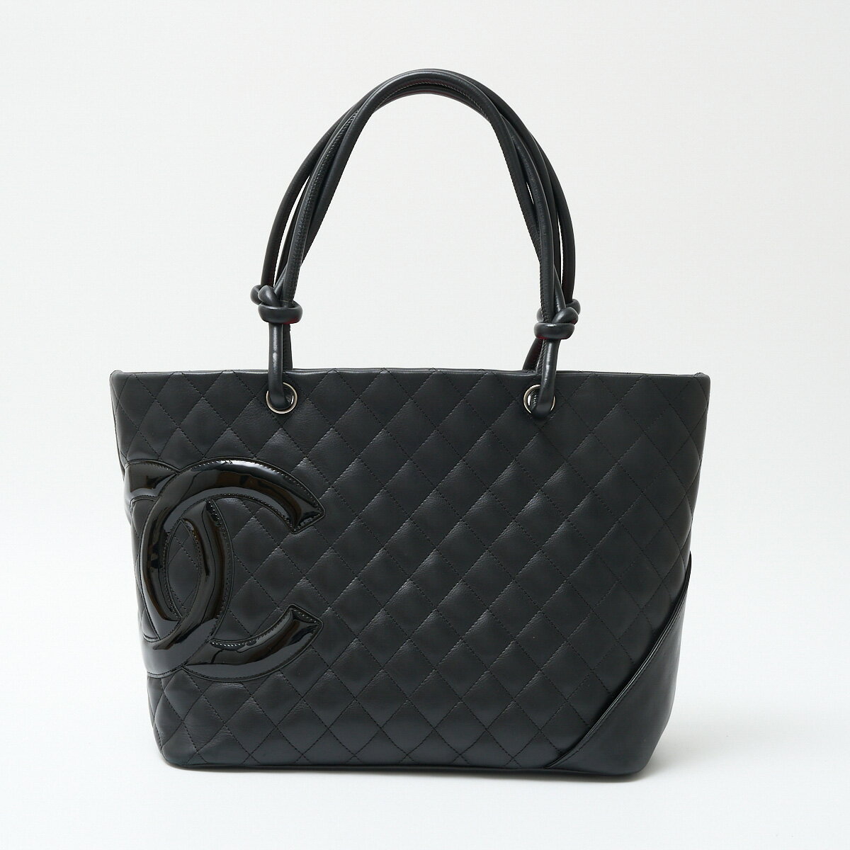 【中古】CHANEL シャネル カンボンライン ラージ トートバッグ A25169 12番台 ショルダー ハンドバッグ レザー×ナイロン ブラック×ピンク