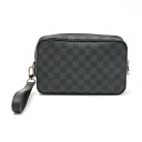 【中古】LOUIS VUITTON ルイヴィトン ポシェット・カサイ M41664 クラッチバッグ ダミエ・グラフィット キャンバス×レザー ブラック×グレー