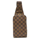 【中古】LOUIS VUITTON ルイヴィトン ジェロニモス N51994 ショルダー クロスボディバッグ ダミエ・エベヌ×レザー ブラウン メンズ レディース(4)
