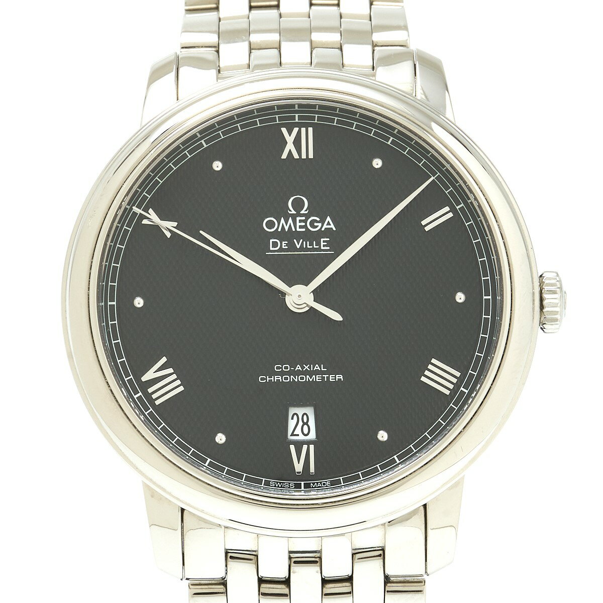 【中古】【1年間保証】OMEGA オメガ デ・ヴィル プレステージ コーアクシャル 424.10.40.20.01.002 SS ブラック文字盤×シルバー 自動巻き 腕時計
