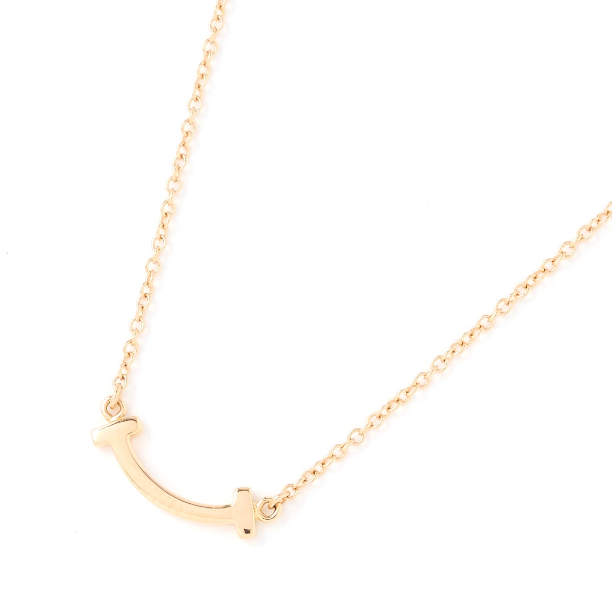 【中古】TIFFANY＆Co. ティファニー ティファニー T スマイル ペンダント ミニ ネックレス K18YG イエローゴールド ジュエリー アクセサリーのサムネイル