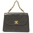 【中古】CHANEL シャネル チェーンハンドル マトラッセ 25 3番台 ハンドバッグ ラムスキン ブラック×ゴールド金具 ココマーク レディース