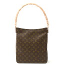 【中古】LOUIS VUITTON ルイヴィトン ルーピング GM M51145 ワンショルダーバッグ モノグラム×レザー ブラウン×ゴールド シンプル レディース(4)