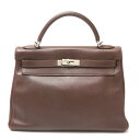 【中古】HERMES エルメス ケリー 32 □L刻印(2008年頃製造) 2WAY ハンド ショルダーバッグ ヴォー・エヴァーグレイン ハバナ×シルバー金具