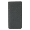 【中古】LOUIS VUITTON ルイヴィトン ポルトフォイユ・ブラザ M69038 ウォレット 長財布 モノグラム・トリヨン×レザー ブラック×マットブラッ...