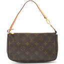 【中古】LOUIS VUITTON ルイヴィトン ポシェット・アクセソワール M51980 ミニ ポーチ ハンドバッグ モノグラム×レザー ブラウン×ゴールド