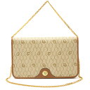 【中古】CHRISTIAN DIOR クリスチャンディオール ハニカム チェーンショルダーバッグ ハンドBAG PVCキャンバス×レザー ベージュ×ゴールド金具