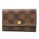 【中古】LOUIS VUITTON ルイヴィトン ミュルティクレ 6 N62630 キーケース ダミエ・エベヌ×レザー ブラウン×ゴールド金具 メンズ レディー...