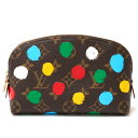 【中古】LOUIS VUITTON ルイヴィトン ポシェット・コスメティック LV×草間彌生コラボ M81895 ミニバッグ モノグラム×レザー ブラウン×マルチ