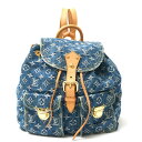 【中古】LOUIS VUITTON ルイヴィトン サックアド GM M95056 リュック バックパック モノグラム・デニム×レザー ブルー×ベージュ×ゴールド
