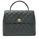 【中古】CHANEL シャネル マトラッセ30 トップハンドル ターンロック 8番台 ハンドバッグ キャビアスキン ブラック×ゴールド金具 レディース