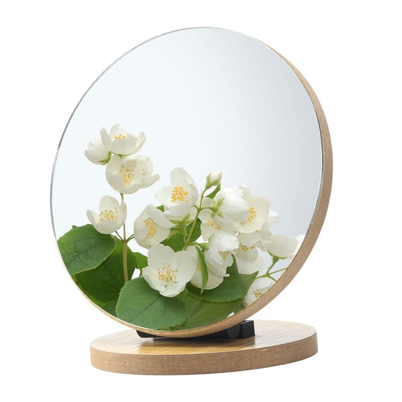 BESTOOL 化粧鏡 卓上ミラー 木製鏡 90°角度調整 化粧ミラー