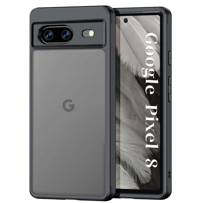 ZXZone Pixel 8 用 ケース カバー 半透明上品感 マット感 耐衝撃 画面・レンズ保護 米軍MIL規格 滑り止め 指紋・黄変防止 ストラップホール付き ワイヤレス充電対応 スマホケース ブラック (Pixel