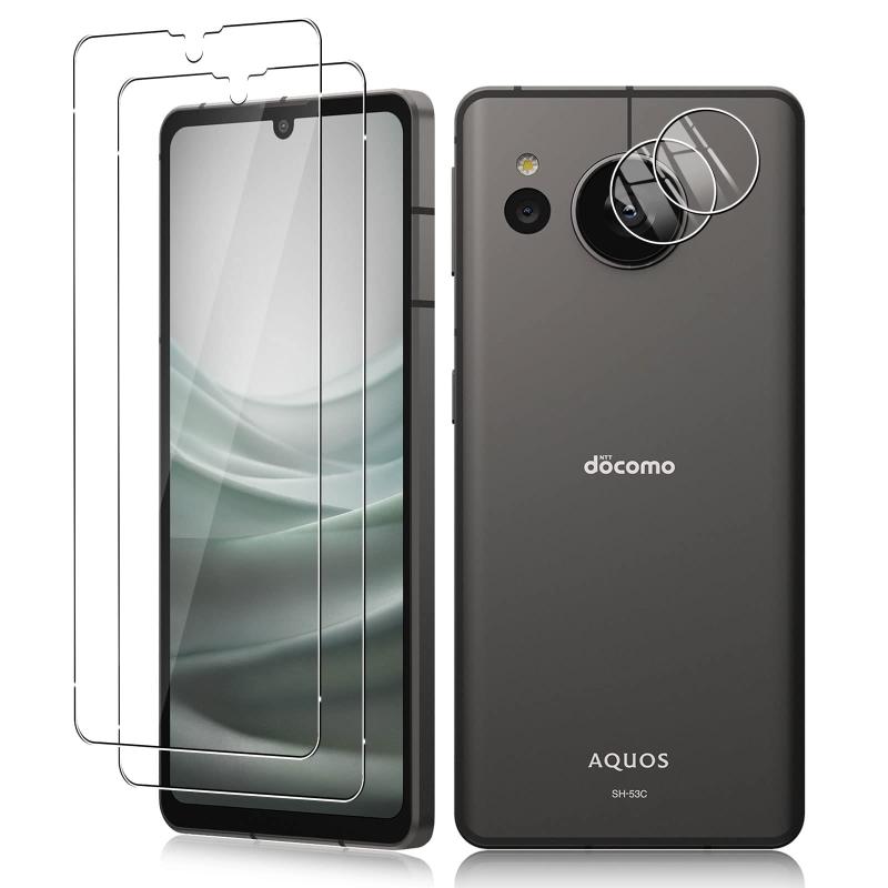 【2+2枚セット】AQUOS Sense8/Sense7 ガラスフィルム 2枚 +カメラフィルム 2枚 旭硝子製 Kluso アクオスセンス8 SH-54D/SHG11/アクオスセンス7 SH-53C/SHG10