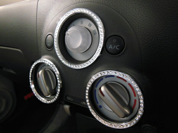 ニッサン Cube キューブ 専用 マニュアルエアコンダイヤルリング クリスタル