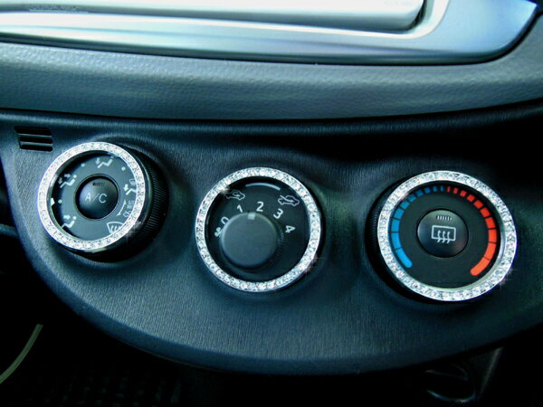 TOYOTA トヨタ Vitz ヴィッツ 専用 マニュアルエアコンダイヤルリング クリスタル　3個1セット