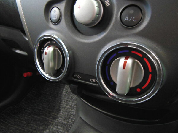 ニッサン NOTE ノートH24.9〜 専用 マニュアルエアコンダイヤルリング ブラックカーボン 2個1セット mut ムート