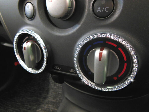 ニッサン NOTE ノートH24.9〜 専用 マニュアルエアコンダイヤルリング クリスタル 2個1セット mut ムート