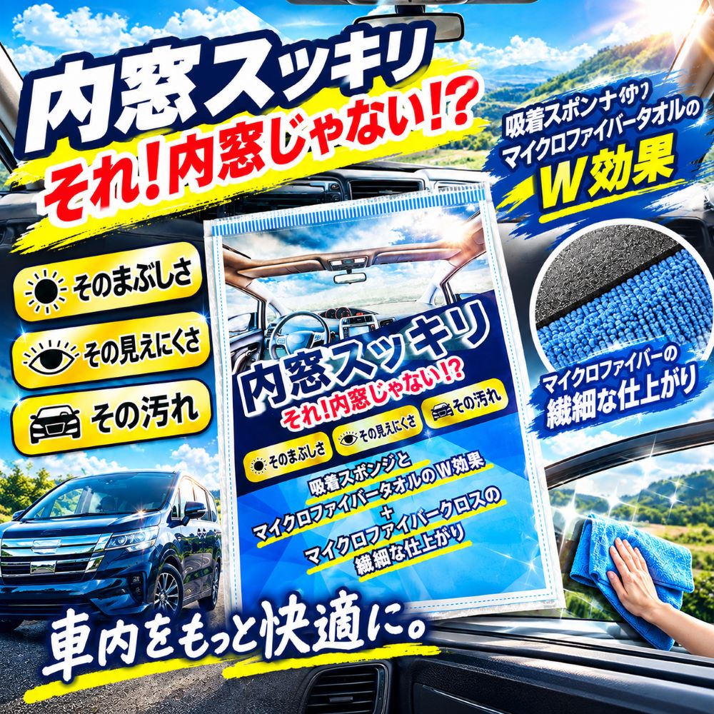 商品情報商品情報内窓スッキリ1PCS車内に備えておけば手軽に簡単お掃除！意外と難しい車のフロントガラスの内窓掃除●水ぶきをしても形が残って奇麗にならない●ティッシュを使って掃除しても、ウエットティッシュでもダメなんとかして～生まれたこちらの商品！お任せください！！使い方も簡単です！車内だけではなく、お部屋のお掃除にも！内窓スッキリ（吸着スポンジとマイクロファイバータオルのW効果マイクロファイバークロスの繊細な仕上がり） 車内内窓掃除　マイクロファイバークロスマイクロファイバータオル 5