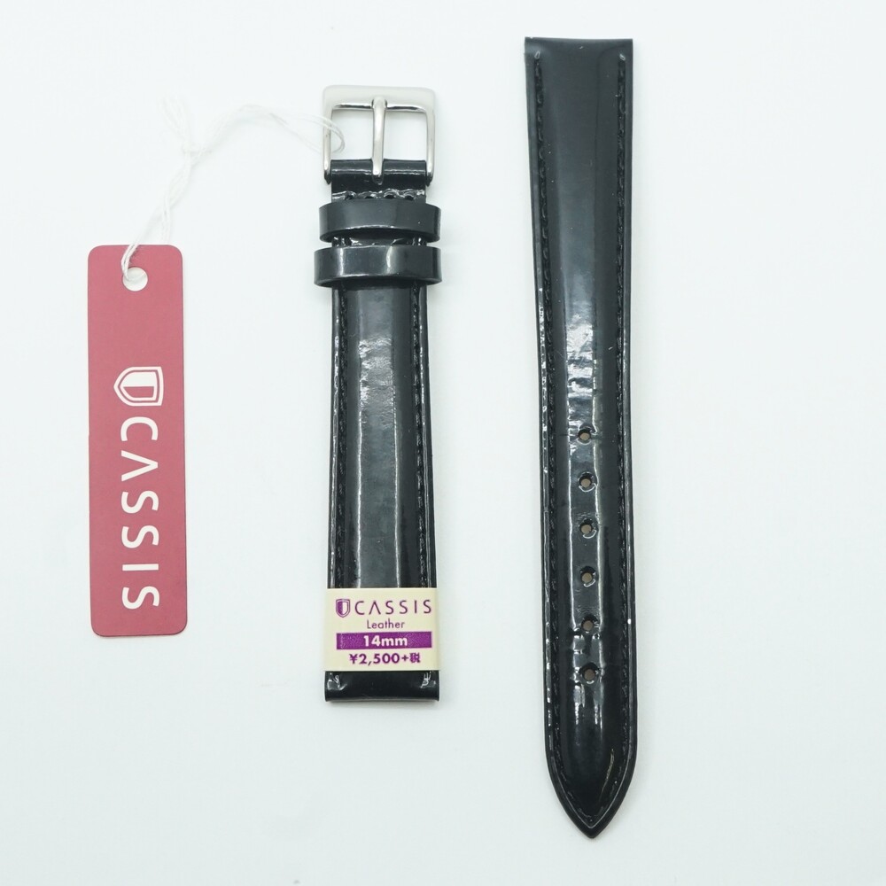 【デッドストック】カシス CASSIS DONNAエナメル カーフ ブラック 14mm 25-M-258