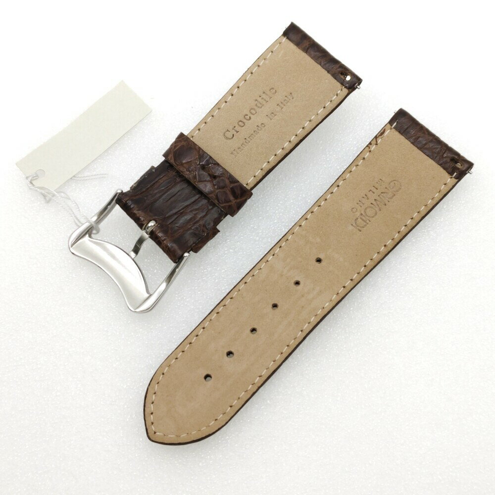 【デッドストック】グリモルディGRIMOLDI クロコダイルベルト ブラウン 24mm 25-M-102
