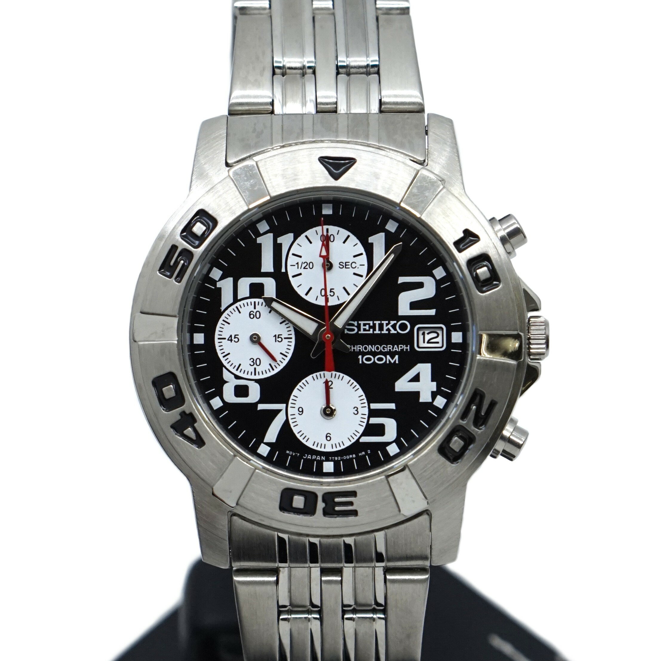 【Max30%クーポン配布中～11/20】セイコー クロノグラフ 100m メンズ Ref.SND533P1 7T92-0FS0 SEIKO おしゃれ 軽量 クォーツ 美品 腕時計 メタルブレス スーツ 通勤 カジュアル 防水 実用的 稼働品 25-M-1004