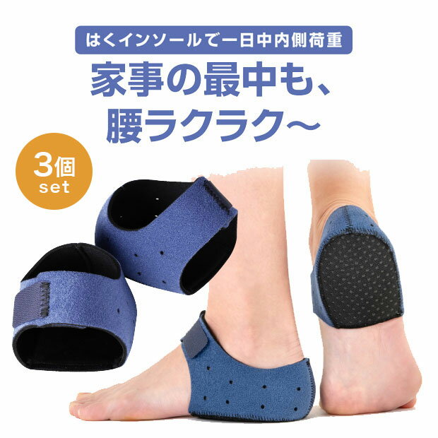 【LINE登録で200円OFF】【メーカー公式】 かかと インソール 高齢者向け 歩行サポート シニア用 靴ずれ防止 かかと痛み対策 内側荷重 歩きやすい靴 中敷き 衝撃吸収 健康サポート 足の疲れ 足裏サポート 立ち仕事 クッションインソール 家事ラクかかとインソール 3個組