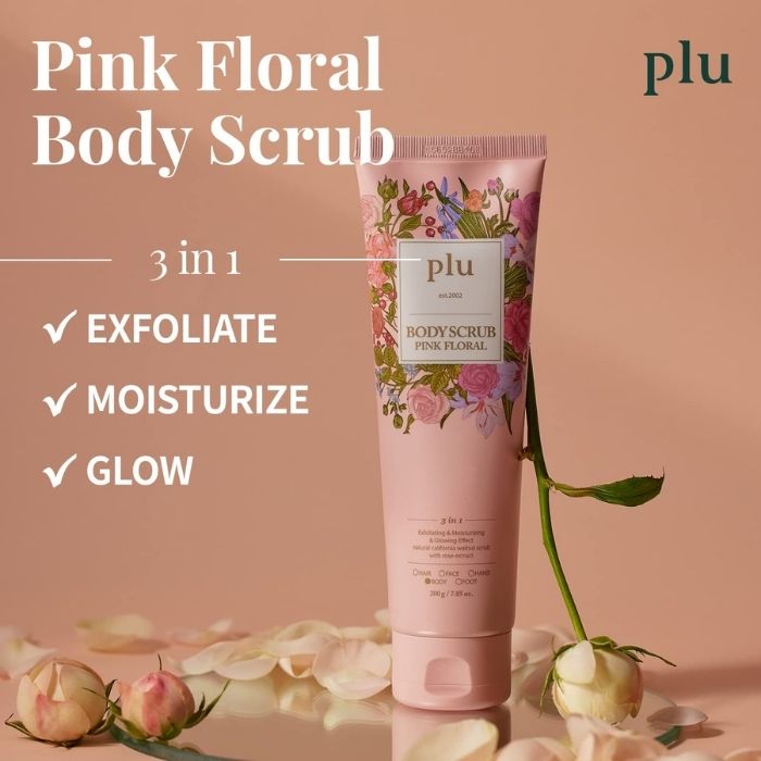 【送料無料】plu ボディスクラブ ピンクフローラル 200g【韓国製】