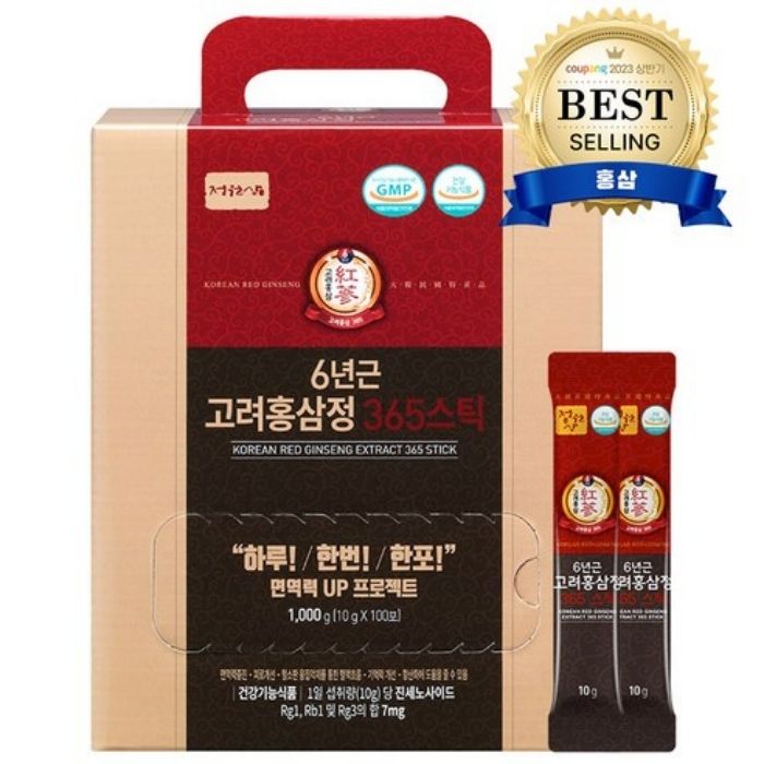 【送料無料】高麗人参 6 年根高麗紅参エキス 365 スティック 10g x 100個【韓国製】