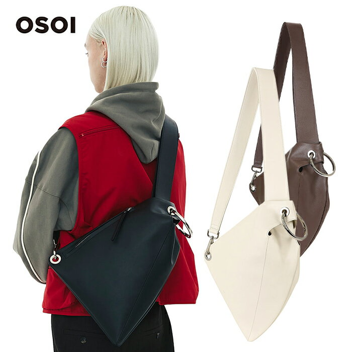 楽天MUTJIMオソイ OSOI【送料無料】OSOI DUMPRING BAG オソイBACKCOUNTRY（バックカントリー） ショルダーバッグ 斜めがけバッグ レザー 肩掛け 斜め掛け プレゼント ギフト 本革 鞄 シグネチャーライン 誕生日 記念 韓国 ブランド 男女兼用バッグ ブラック クリーム チョコブラウン