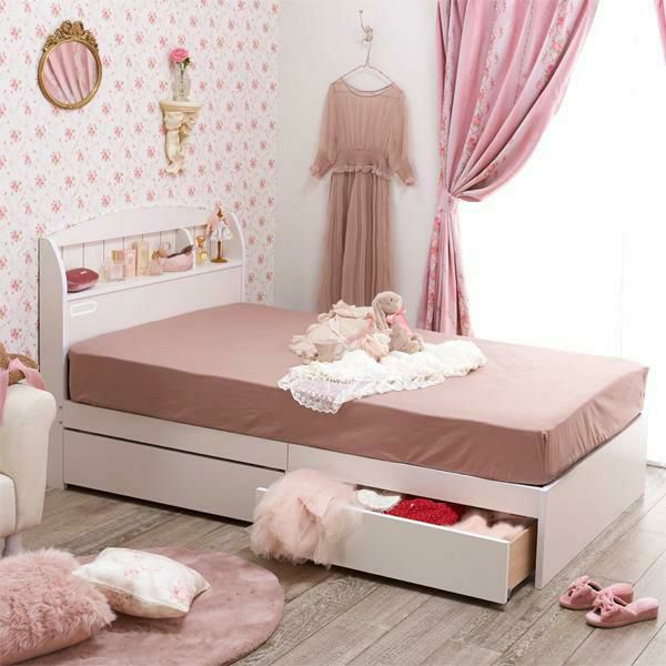 【30日限定！ポイント5倍】大量収納ベッド　ポケットコイルマットレス付（ショートセミシングル）【大型】