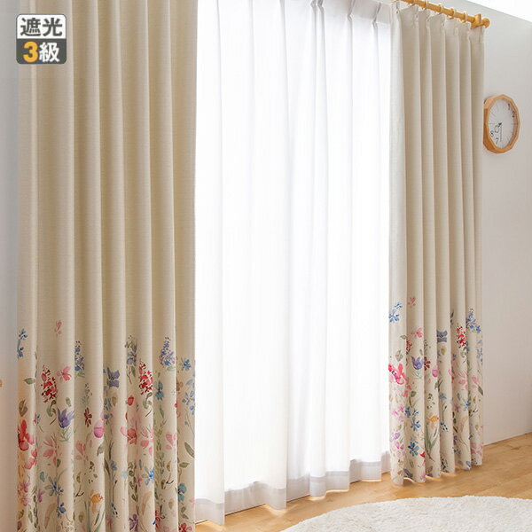 【P5倍！14日10時-16日23:59】【直送】3級遮光カーテン/フラワーガーデン（幅100cm×丈110・135cm・1枚）｜姫系 かわいい クラシック ガーリー アンティーク風 ロリータ